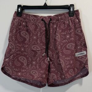 Legends Men's Athletic Shorts - Maroon Paisley